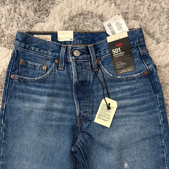 Levi’s 501 Original Fit Distressed Jeans - Size 24x26 (New With Tags) - Picture 3 of 8